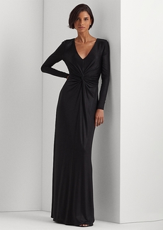Lauren Ralph Lauren Women's Twist-Front Foil-Print Jersey Gown - Black