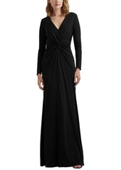 Lauren Ralph Lauren Women's Twisted Long-Sleeve Gown - Black