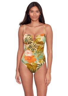 Lauren Ralph Lauren Women's V Wire Over The Shoulder One Piece Swimsuit - Island tropical