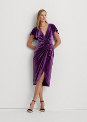 Lauren Ralph Lauren Women's Velvet Flutter-Sleeve Cocktail Dress - Dark Purple