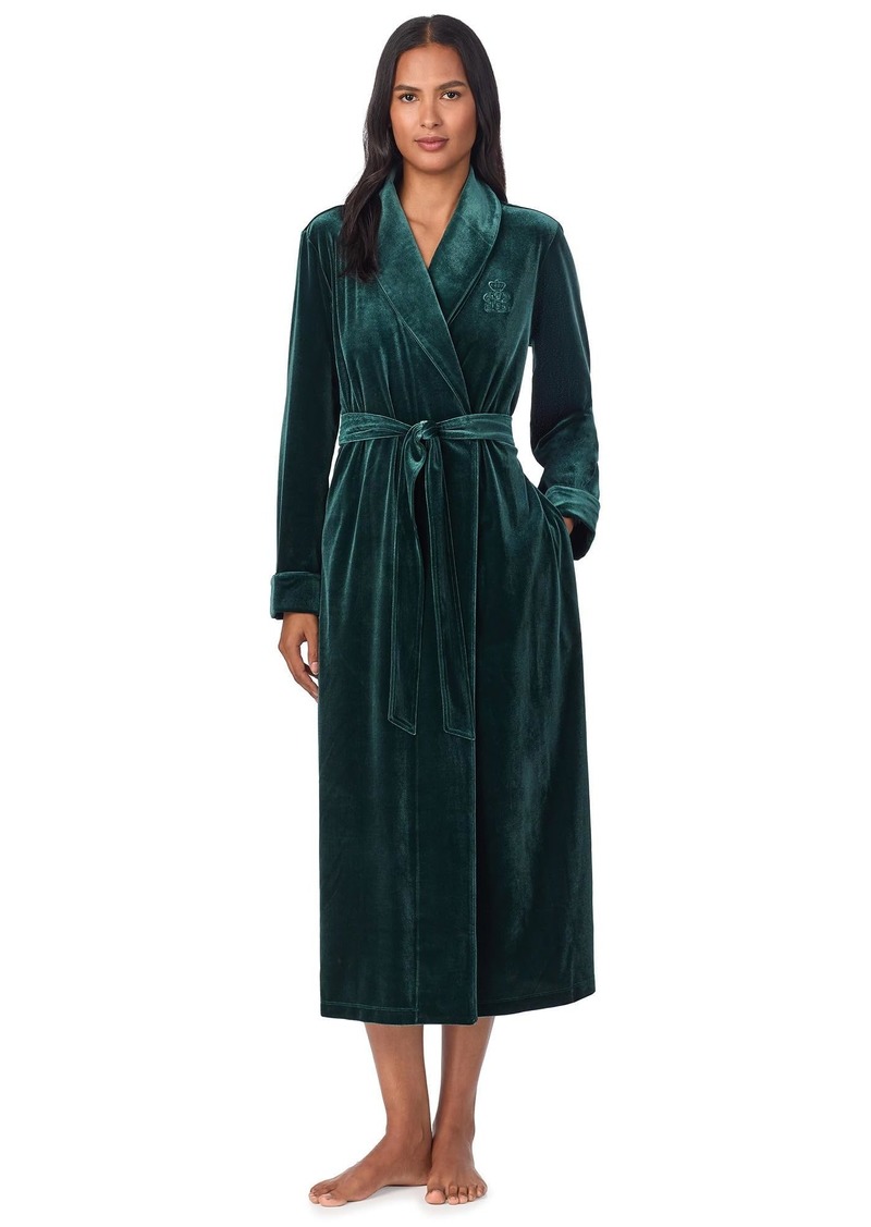 Lauren Ralph Lauren Womens Velvet Long Shawl Collar Robe