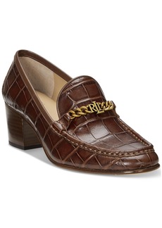 Lauren Ralph Lauren Women's Winslet Chain Hardware Loafer Pumps - Dark Mahogany Croc