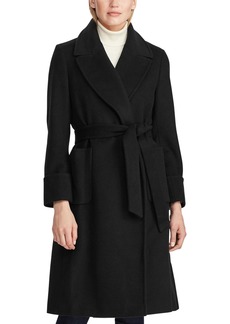 Lauren Ralph Lauren Women's Wool Blend Belted Wrap Coat - Black