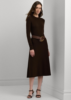 Lauren Ralph Lauren Women's Wool-Blend Long-Sleeve Sweater Dress - Brown