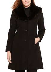 Lauren Ralph Lauren Women's Faux-Fur-Collar Coat - Cream/Beige