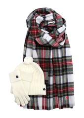 Lauren Ralph Lauren Woven Scarf, Knit Glove and Hat Boxed Gift Set - Cream stewart