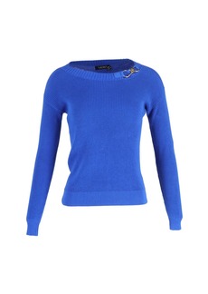 Lauren Ralph Lauren Yaminah Long Sleeve Knit Jumper in Blue Cotton