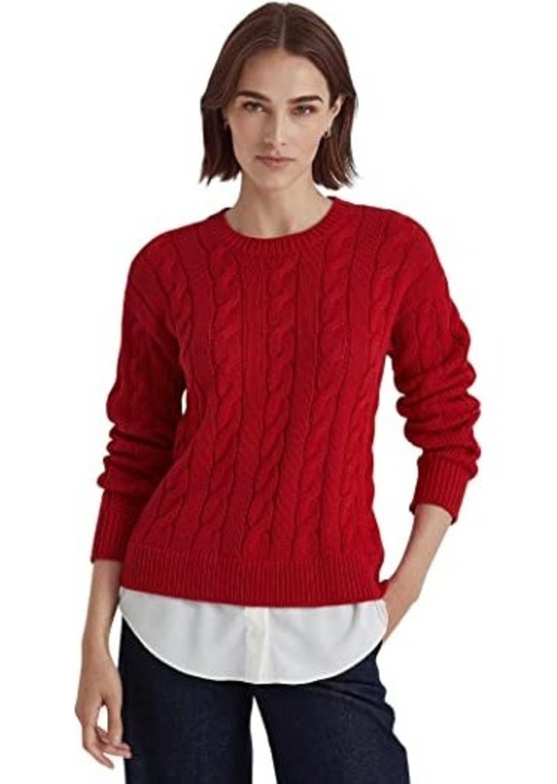 Ralph Lauren Layered Cotton-Blend Cable-Knit Sweater
