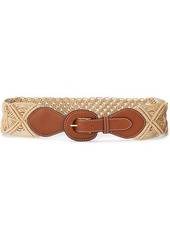 Ralph Lauren Leather-Trim Corded Macramé Wide Belt