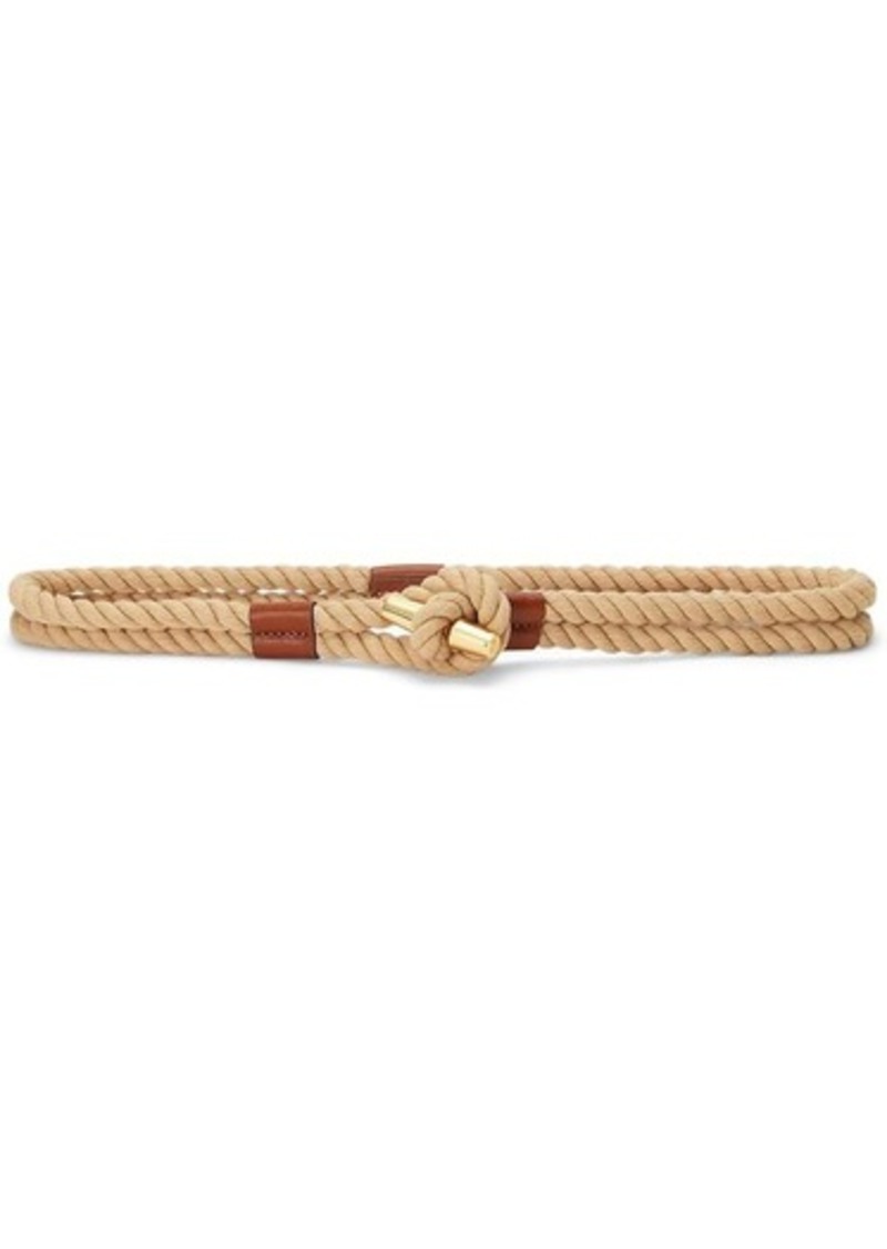 Ralph Lauren Leather-Trim Rope Toggle Skinny Belt