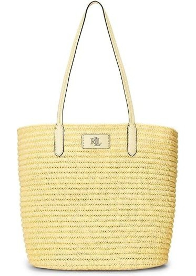 Ralph Lauren Leather-Trim Straw Large Brie Tote Bag