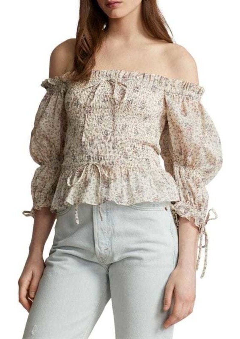 Ralph Lauren Liko Floral Smocked Blouse