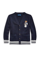 Ralph Lauren Little Boy's & Boy's Bear Patch Cardigan Sweater