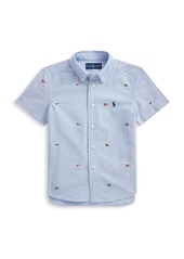 Ralph Lauren Little Boy's and Boy's Nautical Flag-Embroidered Short-Sleeve Shirt