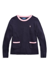 Ralph Lauren Little Girl's & Girl's Pleated Merino Wool Sweater