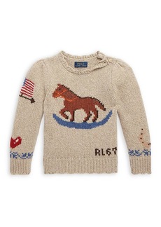 Ralph Lauren: Polo Little Girl's & Girl's Shepherd Marl-Horse Sweater