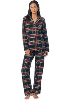 Ralph Lauren Long Sleeve Brushed Twill Notch Collar PJ Set