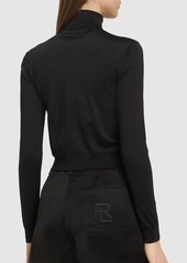 Ralph Lauren Long Sleeve Cropped Silk Knit Top