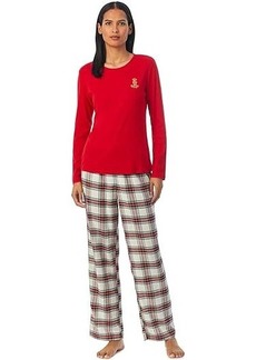 Ralph Lauren Long Sleeve Knit Top Long Pants PJ Set