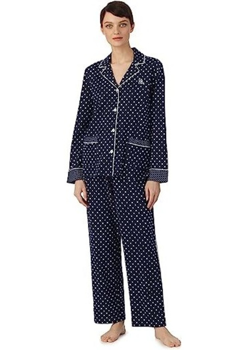 Ralph Lauren Long Sleeve Pima Cotton Notch Collar PJ Set