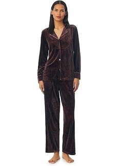 Ralph Lauren Long Sleeve Velvet Notch Collar Long PJ Set