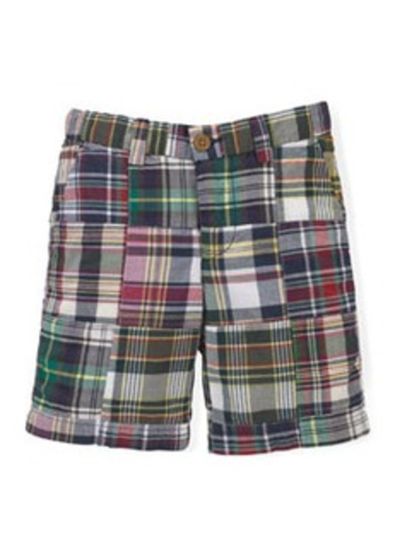 Ralph Lauren Madras Plaid Patchwork Shorts, Navy/Multicolor, Size 2-7 ...