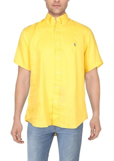 Ralph Lauren Mens Linen Button Collar Button-Down Shirt