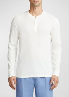 Ralph Lauren Men's Textured Cotton-Silk Henley Shirt