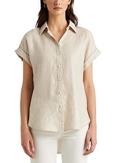 Ralph Lauren Metallic Linen Dolman-Sleeve Shirt