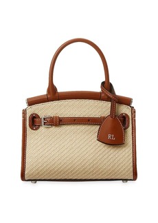 Ralph Lauren Mini RL50 Raffia & Leather Top Handle Bag