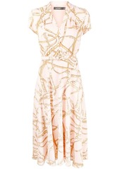 Ralph Lauren motif-print belted crepe midi dress