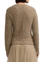 Ralph Lauren Mouliné Cashmere-Silk Crewneck Sweater