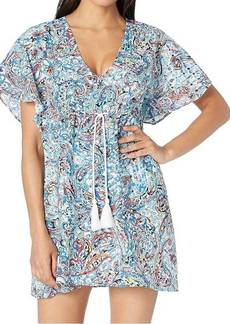 Ralph Lauren Mystic Paisley Flutter Sleeve Dress In Blue