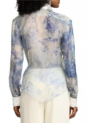 Ralph Lauren Nancie Sheer Floral Silk Shirt