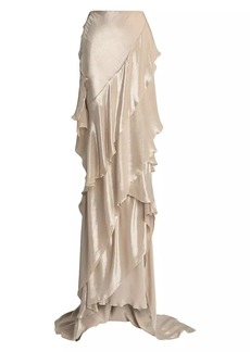 Ralph Lauren Neeva Metallic Ruffle Maxi Skirt