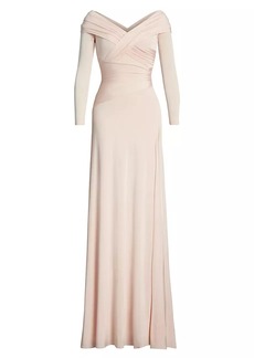 Ralph Lauren Off-the-Shoulder Jersey Gown