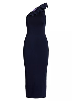 Ralph Lauren One-Shoulder Ruffle-Trim Dress