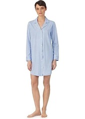 Ralph Lauren Organic Cotton Long Sleeve Notch Collar Sleepshirt