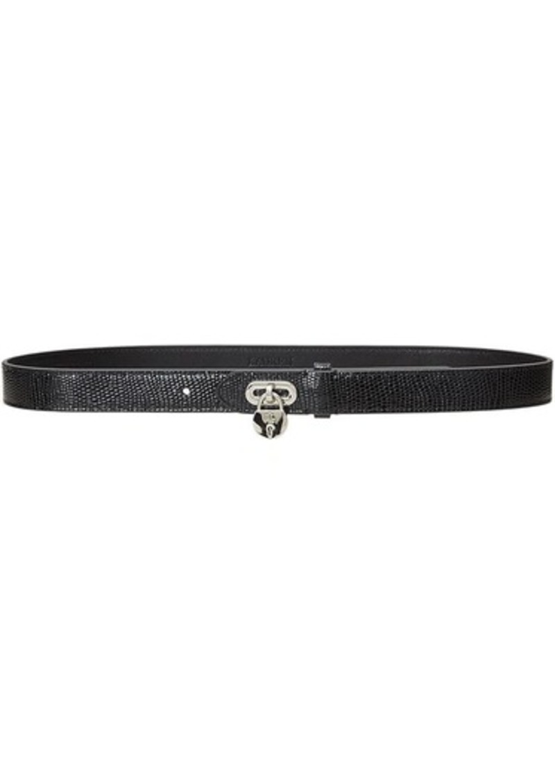 Ralph Lauren Padlock Lizard-Embossed Leather Belt
