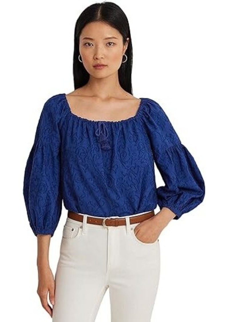 Ralph Lauren Paisley Cotton Jacquard Blouse