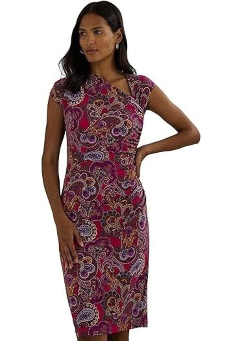 Ralph Lauren Paisley Stretch Jersey Cap-Sleeve Dress