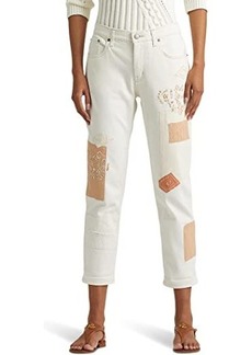 Ralph Lauren Patchwork Relaxed Tapered Ankle Jeans in Cream Wash