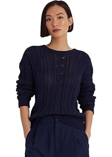 Ralph Lauren Petite Aran-Knit Cotton Sweater