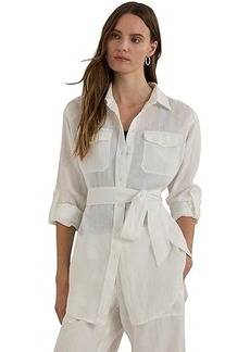 Ralph Lauren Petite Belted Linen Shirt