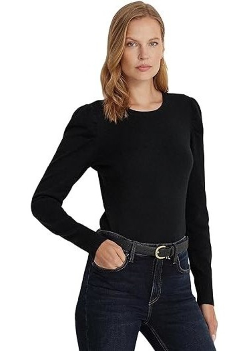 Ralph Lauren Petite Cotton-Blend Puff-Sleeve Sweater