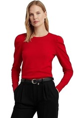 Ralph Lauren Petite Cotton-Blend Puff-Sleeve Sweater