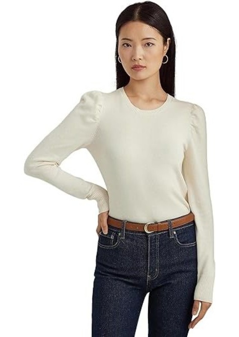 Ralph Lauren Petite Cotton-Blend Puff-Sleeve Sweater