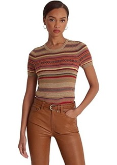 Ralph Lauren Petite Fair Isle & Striped Short Sleeve Sweater