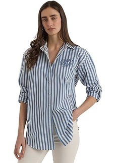 Ralph Lauren Petite Oversize Striped Cotton Broadcloth Shirt
