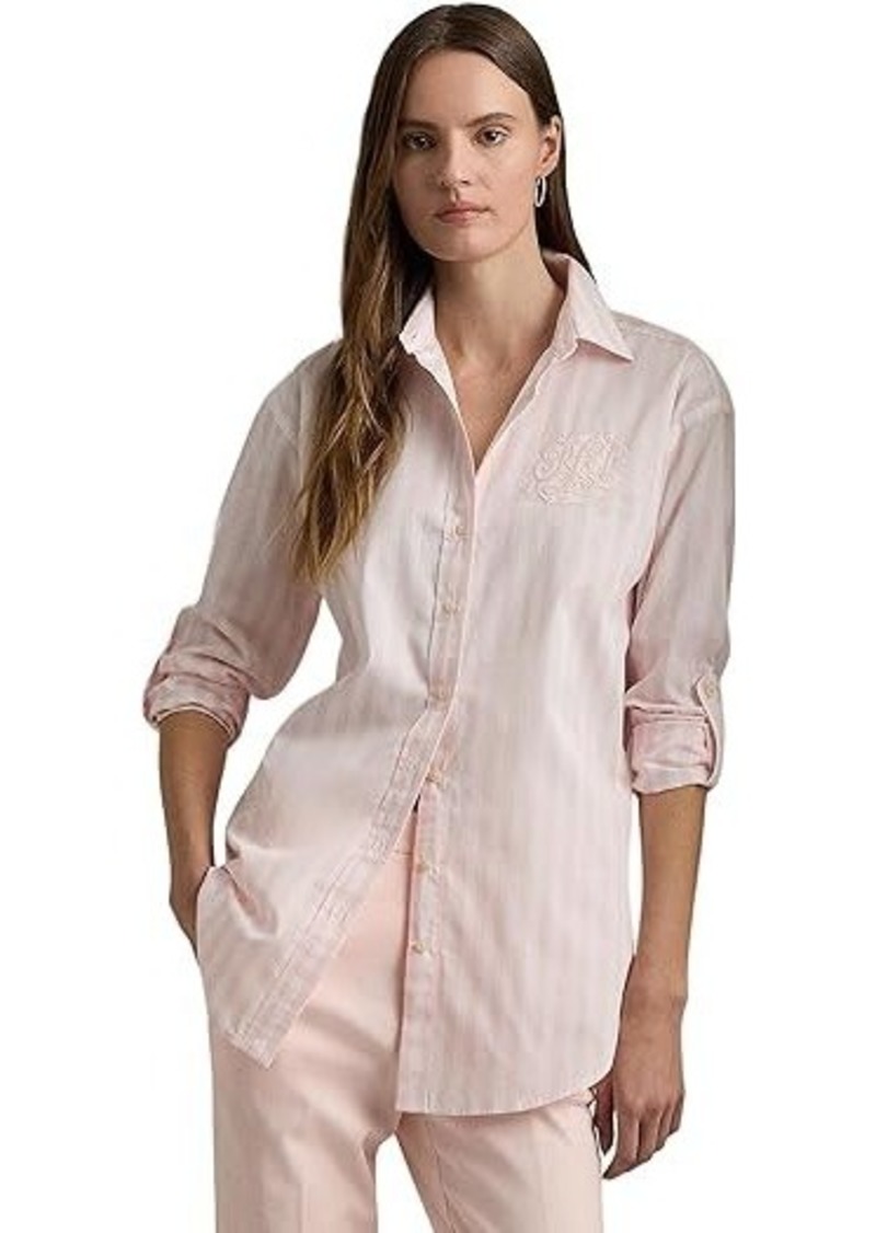 Ralph Lauren Petite Oversize Striped Cotton Broadcloth Shirt